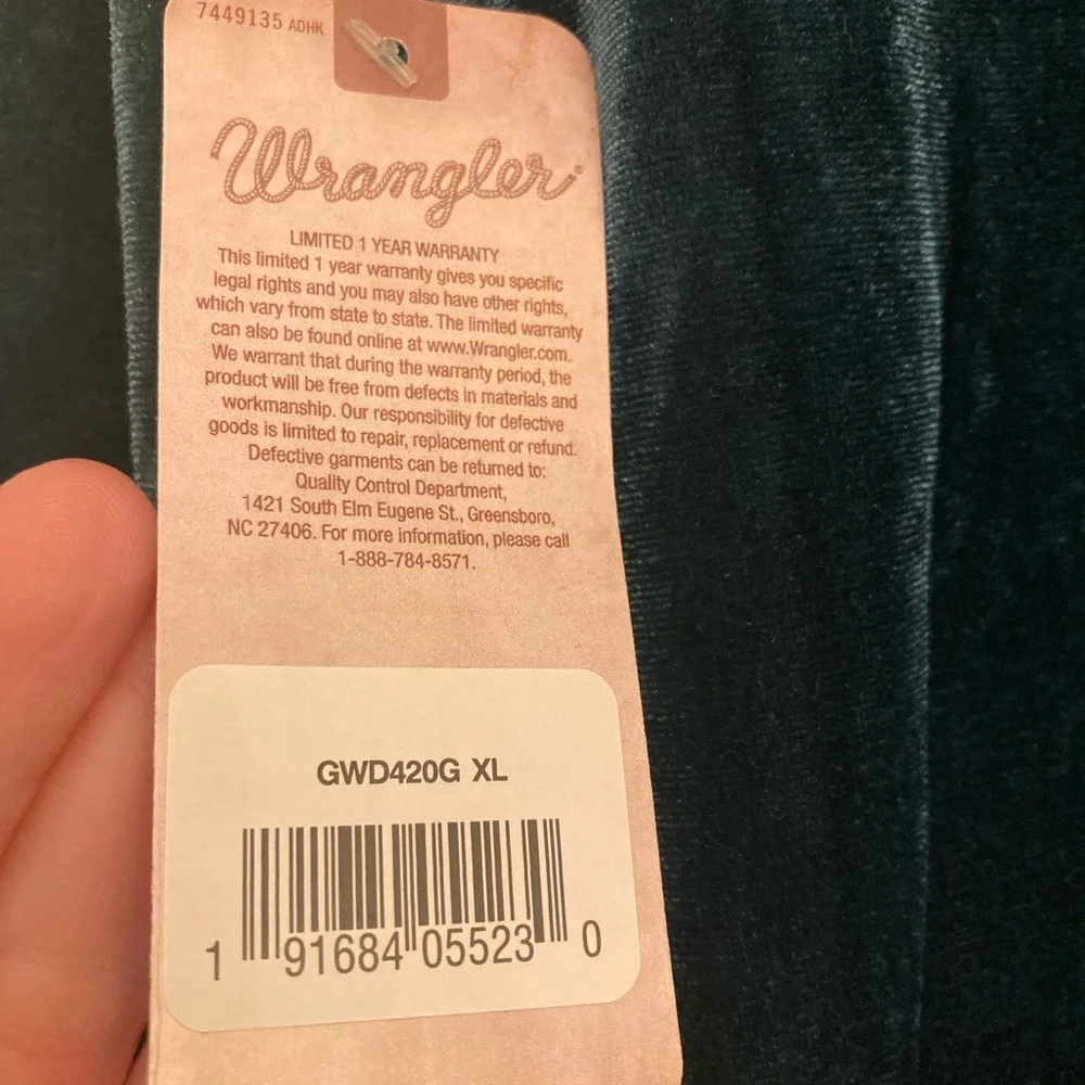 Wrangler brand, kids size XL, new with tags, green, velvety feeling dress